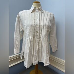 Pleated 90s Button-Up oversized Blouse tunic